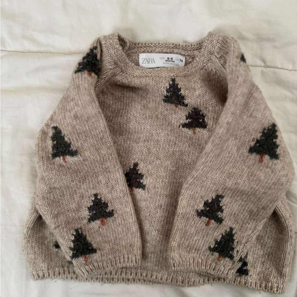 Zara baby Christmas tree knit sweater